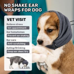 LEOTRAG Dog Calming Hoodie, No Flap/Shake Ear Wraps for Dogs, Adjustable Dog Ear Muffs for Noise Protection, Ear Wrap Head Cover for Dog Head Warp Anxiety Relief, Hematoma, Grooming and Force Drying