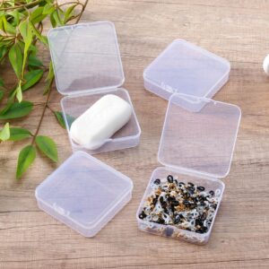 Koceci 6 PCS Small Plastic Containers with Lids, Bar Soap Travel Case, Clear Plastic Beads Storage, Desk Pet Containers, Bobby Pin Holder, Craft Storage Box (Transparent)