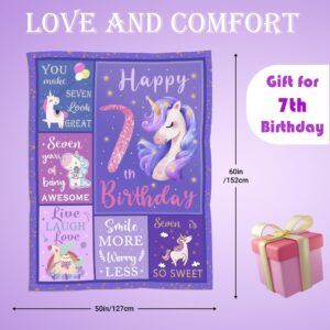 Henazin 7 Year Old Girl Birthday Gifts, Gifts for 7 Year Old Girls, 7 Year Old Girl Gift Blanket 60"X50", Girls Birthday Gifts Age 7, Birthday Gifts for 7 Year Old Girls, 7th Birthday Gifts for Girls