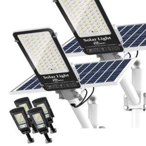 wywna 2pack 6500w solar street lights outdoor waterproof + 4 pack solar lights outdoor waterproof