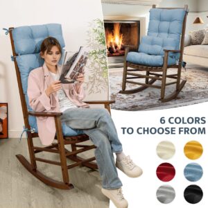 mudilun Rocking Chair Cushion Anti-Slip Tufted High Back Rocking Chair Cushion with Ties and Removable Neck Pillow Rocking Chair Seat Cushions for Bedroom, Living Room, Baby Room, Outdoor Patio Chair