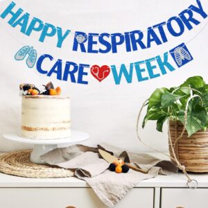 Respiratory Care Week Banner, Respiratory Care Week Party Banner, Happy Respiratory Care Week Sign, Respiratory Therapist Appreciation Party Decorations, Blue Glitter