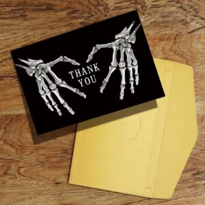 Qiliji Gothic Thank You Card for Him Her, Goth Skeleton Heart Hands Thank You Card, Halloween Party Thank You Card, Wedding Thank You Card, Spooky Appreciation Card