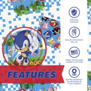 Sonic the Hedgehog Birthday Party Supplies, Plates, Napkins for 16, Table Cover | Sonic Birthday Party Decorations | Sonic Party Decorations | Officially Licensed