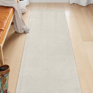 Lahome Boho Bathroom Runner Rug, 2x6 Washable Hallway Kitchen Runner Rug Cotton Woven Rug Runner, Farmhouse Cream Runner Rug Lightweight Carpet Runners for Hallway 6ft Laundry, White/Cream