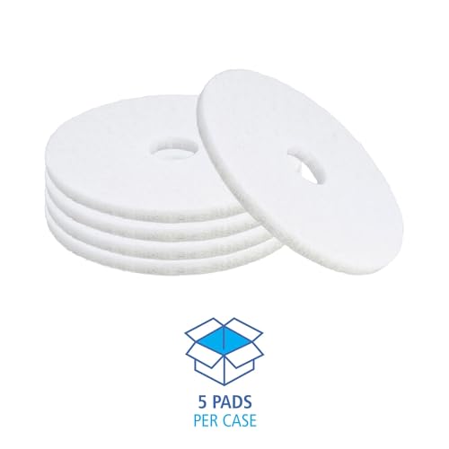 Boardwalk Polishing Floor Pads, 16" Diameter, White, 5/Carton