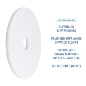 Boardwalk Polishing Floor Pads, 16" Diameter, White, 5/Carton