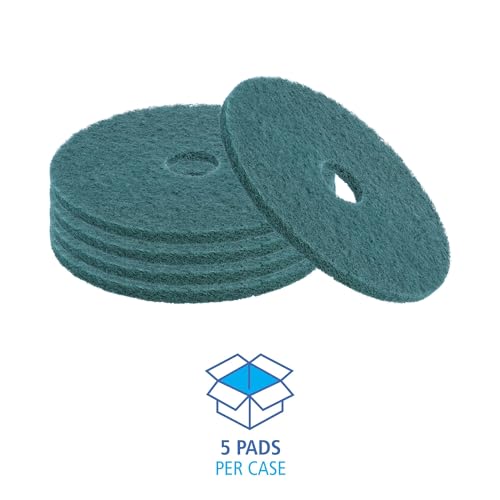 Boardwalk Heavy-Duty Scrubbing Floor Pads, 17" Diameter, Green, 5/Carton