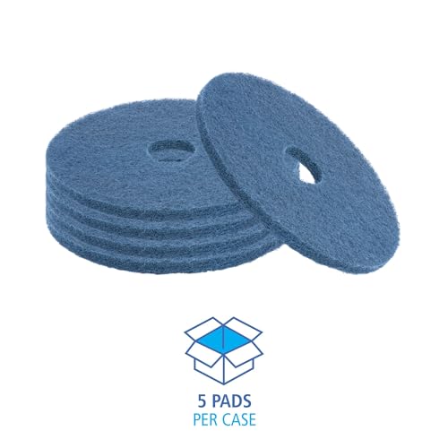 Boardwalk Scrubbing Floor Pads, 17" Diameter, Blue, 5/Carton