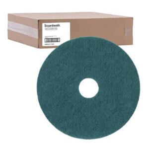 Boardwalk Heavy-Duty Scrubbing Floor Pads, 17" Diameter, Green, 5/Carton