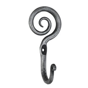 living ideas hand forged scroll wall hooks iron handmade wall mounted rustic coat hook for plant, mug & hat blacksmith farmhouse decor coat hook rack antique finish heavy duty kitchen towel hooks