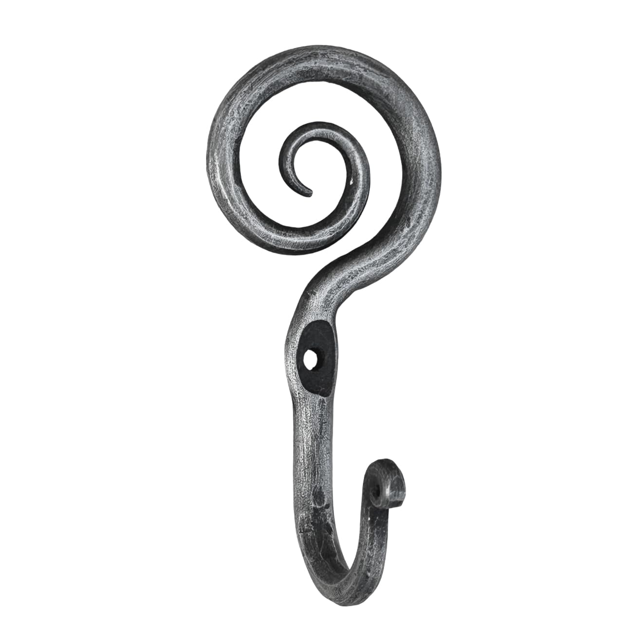 Living Ideas Hand Forged Scroll Wall Hooks Iron Handmade Wall Mounted Rustic Coat Hook for Plant, Mug & Hat Blacksmith Farmhouse Decor Coat Hook Rack Antique Finish Heavy Duty Kitchen Towel Hooks