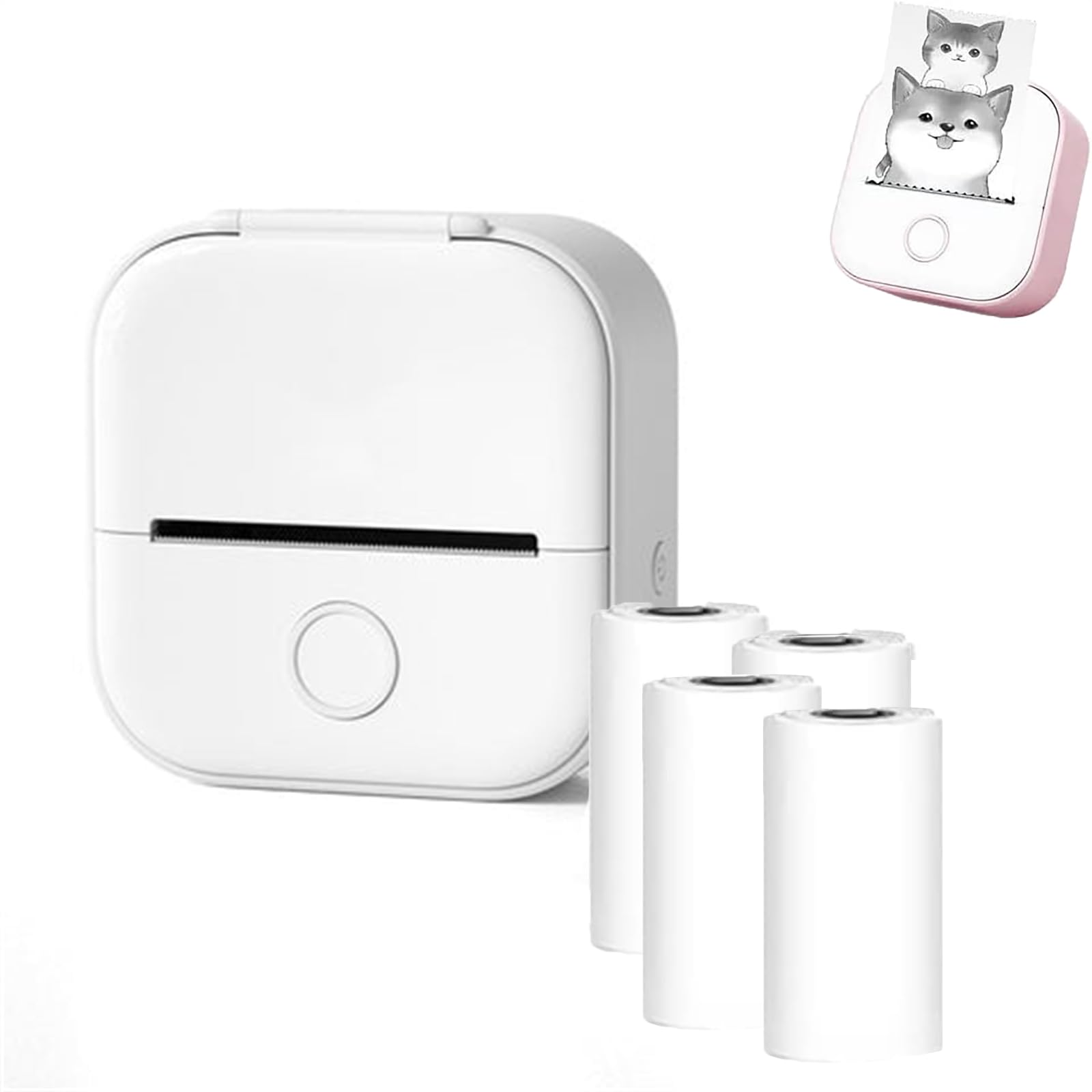 gemdwpw Snapprint Portable Printer, Printpod, Mini Photo Sticker Printer, Print Pod, Mini Sticker Portable Printer for School-White||4* Pod Roll