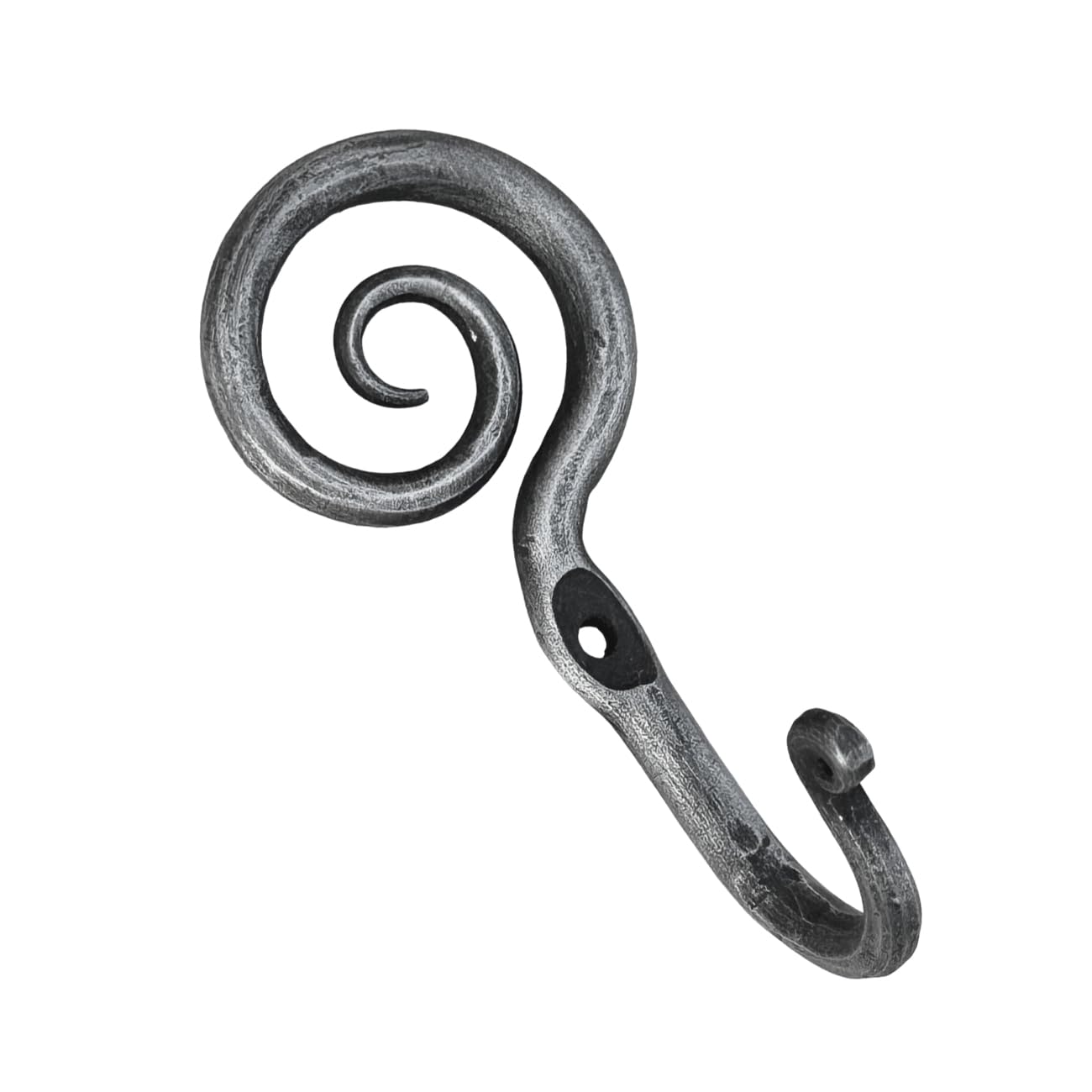 Living Ideas Hand Forged Scroll Wall Hooks Iron Handmade Wall Mounted Rustic Coat Hook for Plant, Mug & Hat Blacksmith Farmhouse Decor Coat Hook Rack Antique Finish Heavy Duty Kitchen Towel Hooks