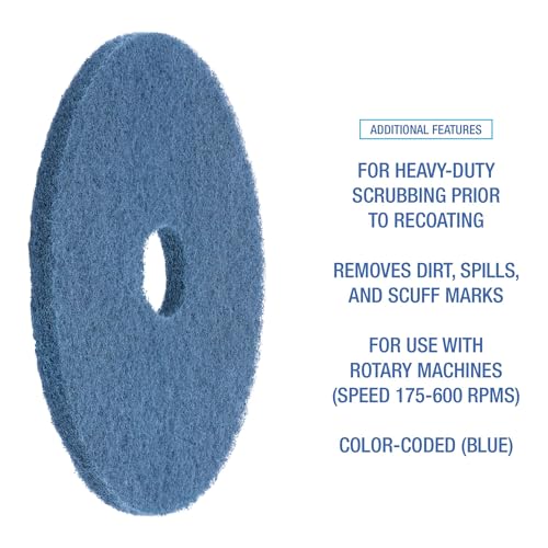 Boardwalk Scrubbing Floor Pads, 17" Diameter, Blue, 5/Carton