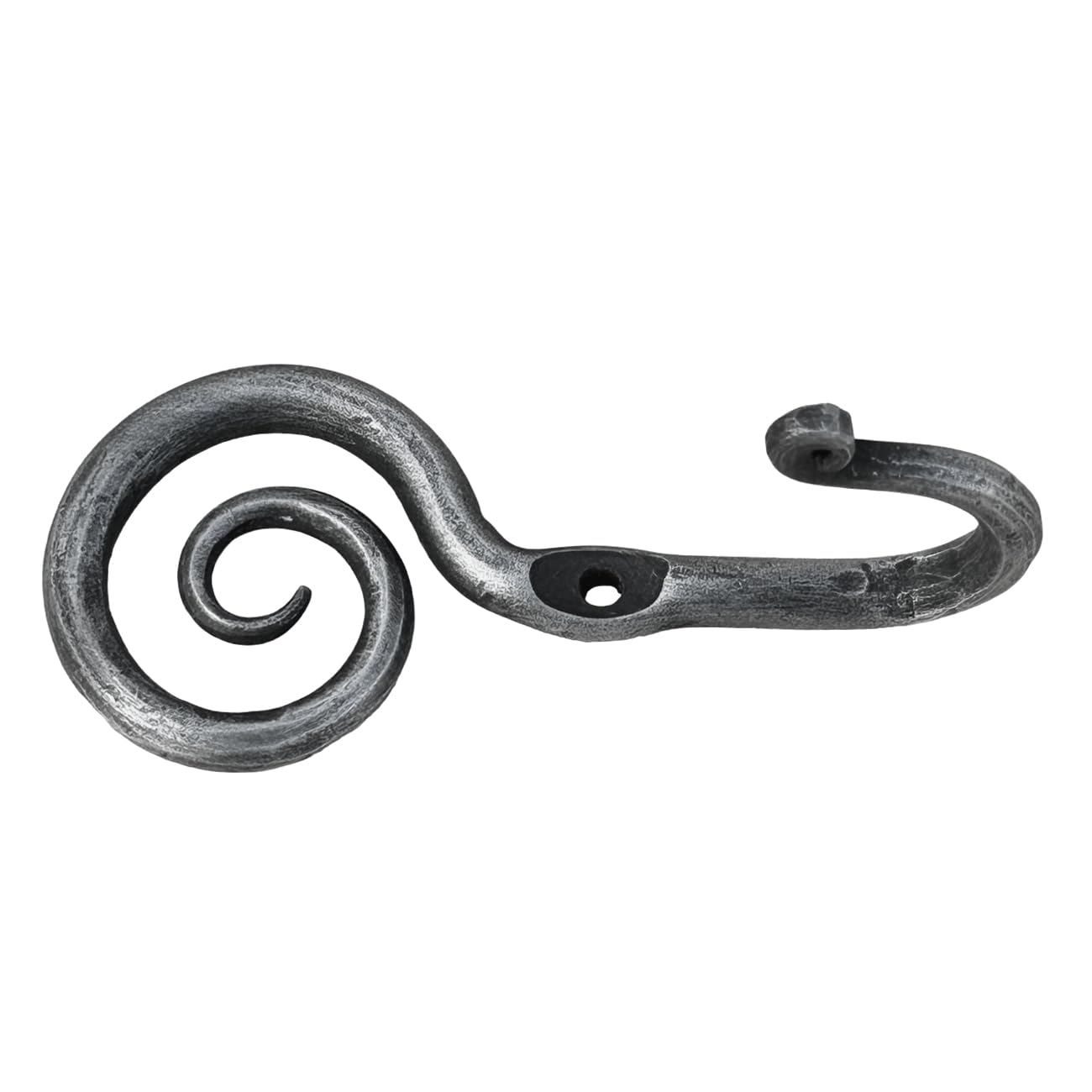 Living Ideas Hand Forged Scroll Wall Hooks Iron Handmade Wall Mounted Rustic Coat Hook for Plant, Mug & Hat Blacksmith Farmhouse Decor Coat Hook Rack Antique Finish Heavy Duty Kitchen Towel Hooks