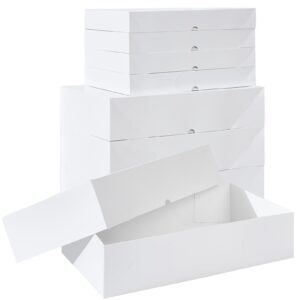 stypop 12 white gift boxes with lids for presents - 6 x-large gift boxes 4in deep for sweaters or robes, 6 large shirt boxes 2in deep for christmas, holidays, birthday, wedding