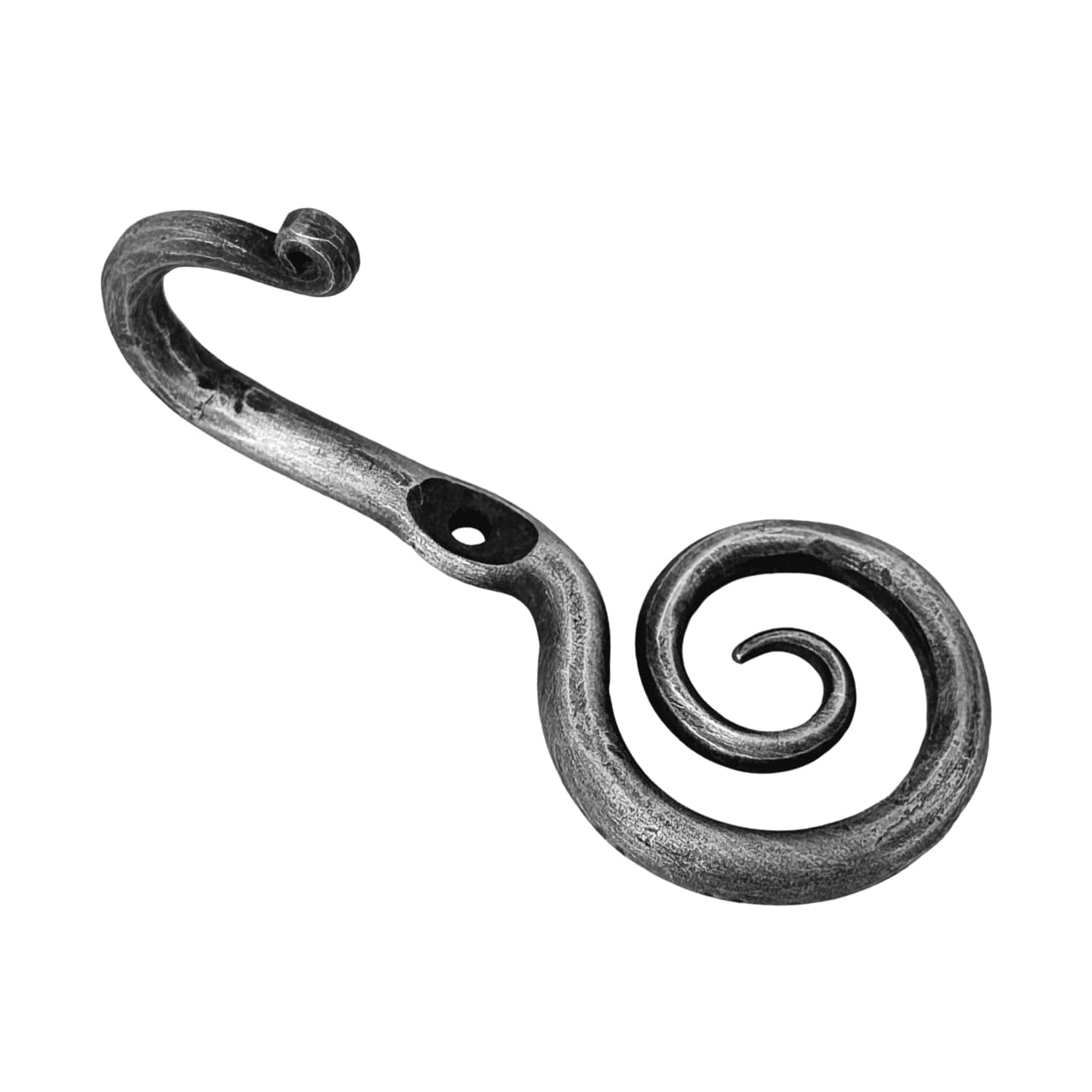 Living Ideas Hand Forged Scroll Wall Hooks Iron Handmade Wall Mounted Rustic Coat Hook for Plant, Mug & Hat Blacksmith Farmhouse Decor Coat Hook Rack Antique Finish Heavy Duty Kitchen Towel Hooks