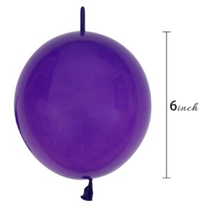 Purple Balloons 6 Inch Latex Quick Linking Balloon 70pcs Party Balloons for Graduation Bridal Baby Shower Gender Reveal Birthday Party Decorations.（a roll of 32 feet gold ribbon）