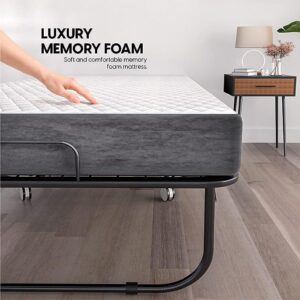 JDMYC Furniture Memory Foam Folding Bed with Mattress, Compact Twin Size Rollaway Bed for Guests, Unsurpassed Comfort with Premium 5-inch Mattress for Space Saving & Portability (Full)