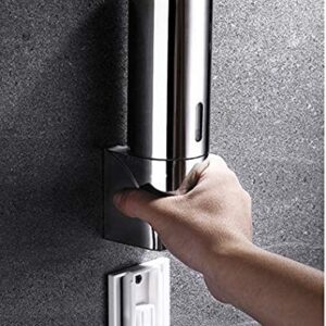 Adhesive Soap Dispenser 300ML Drill Free with Adhesive or Wall Mount with Screws,Manual Dispenser Shampoo Shower for Kitchen Bathrooms,Stainless Steel