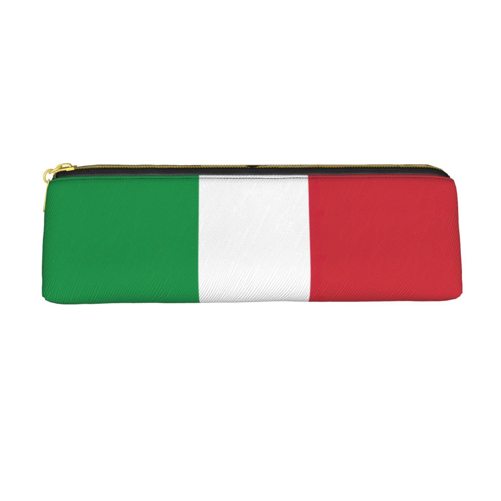 JIPOFD Italian Flag Creative Triangular Leather Pencil Case Is Light And Convenient With Large Storage Capacity