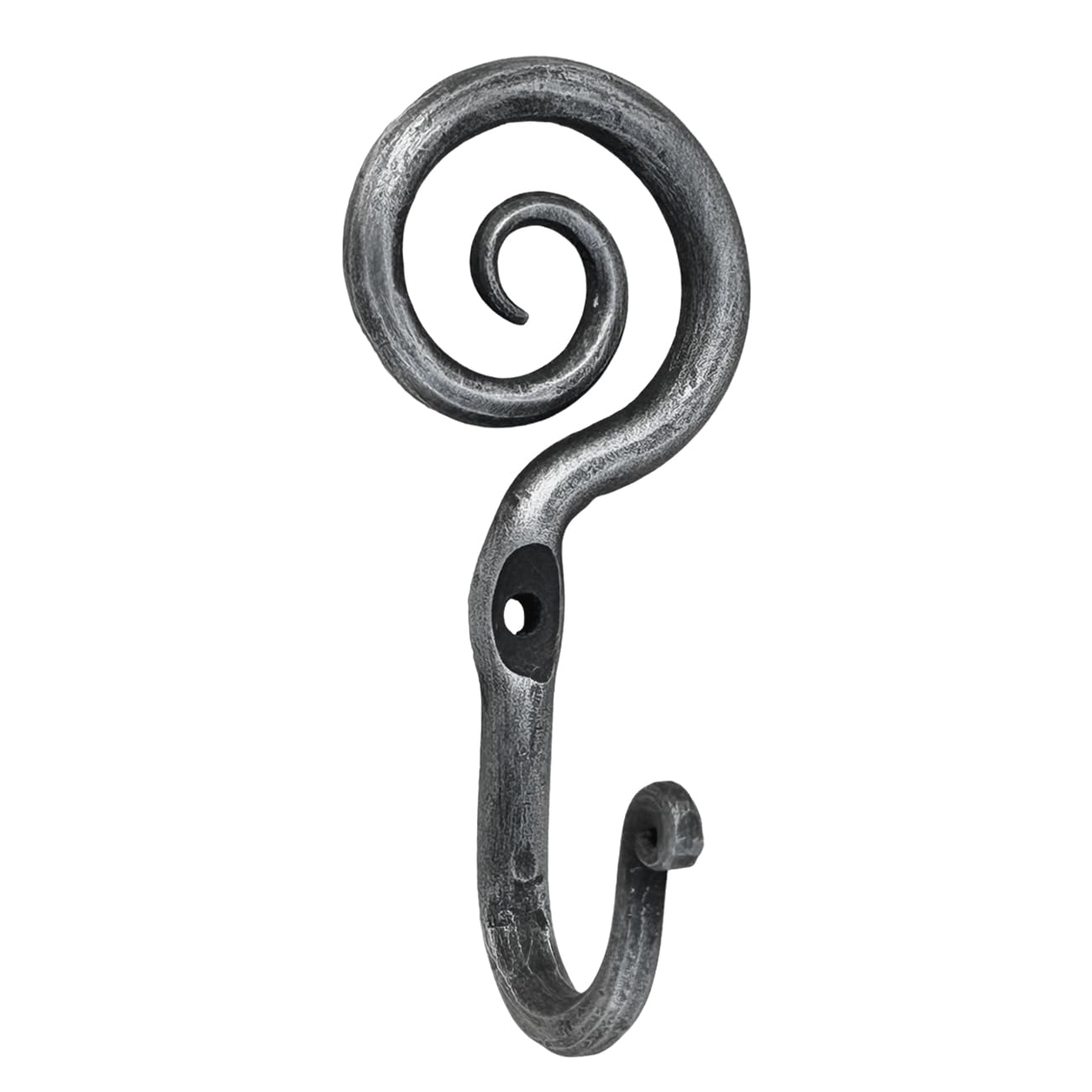 Living Ideas Hand Forged Scroll Wall Hooks Iron Handmade Wall Mounted Rustic Coat Hook for Plant, Mug & Hat Blacksmith Farmhouse Decor Coat Hook Rack Antique Finish Heavy Duty Kitchen Towel Hooks