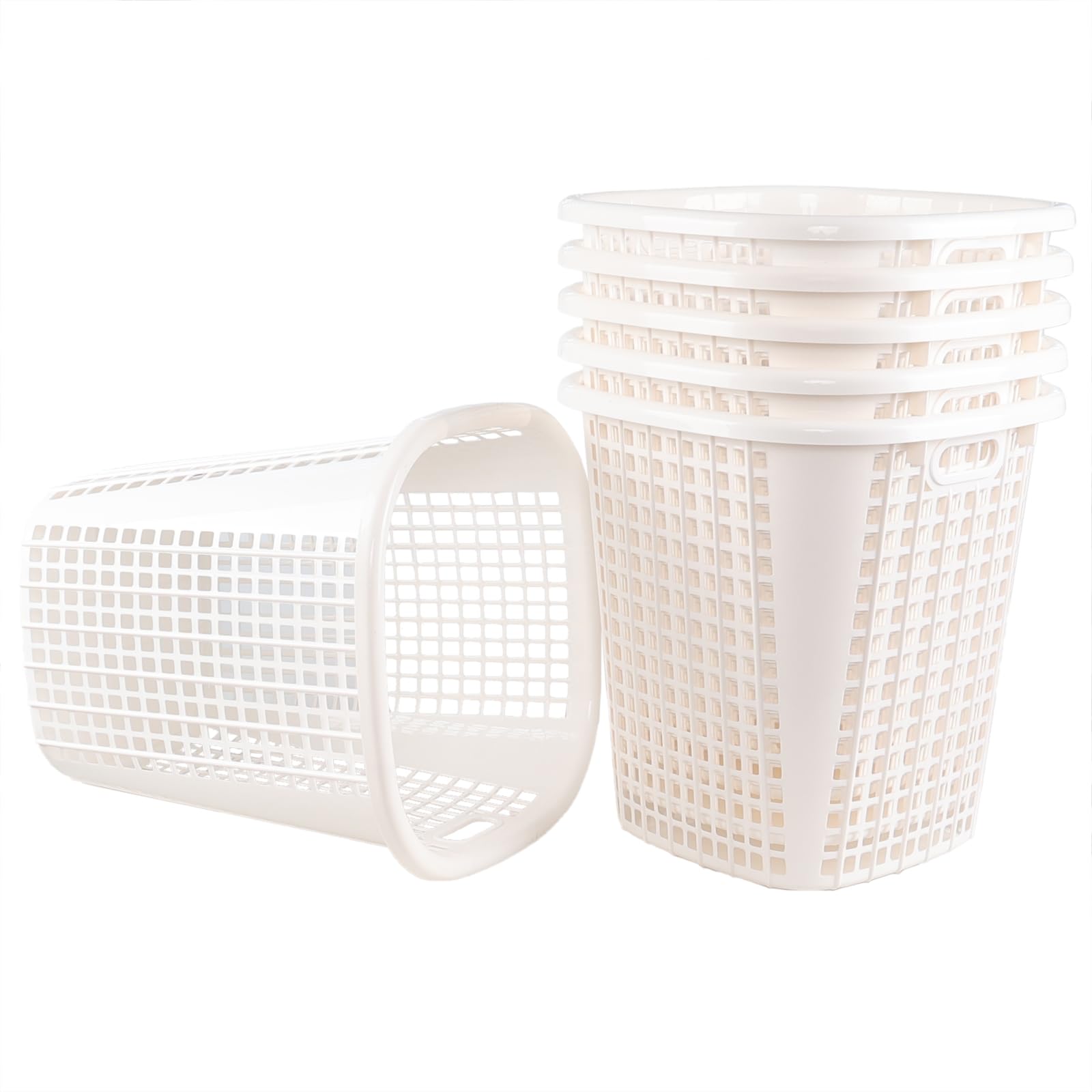 Ucake 6 Packs 50 Liter Plastic Laundry Basket Hamper with Handles, Tall Laundry Hamper Baskets, White