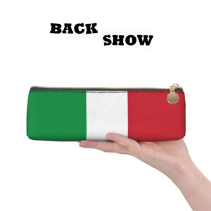 JIPOFD Italian Flag Creative Triangular Leather Pencil Case Is Light And Convenient With Large Storage Capacity