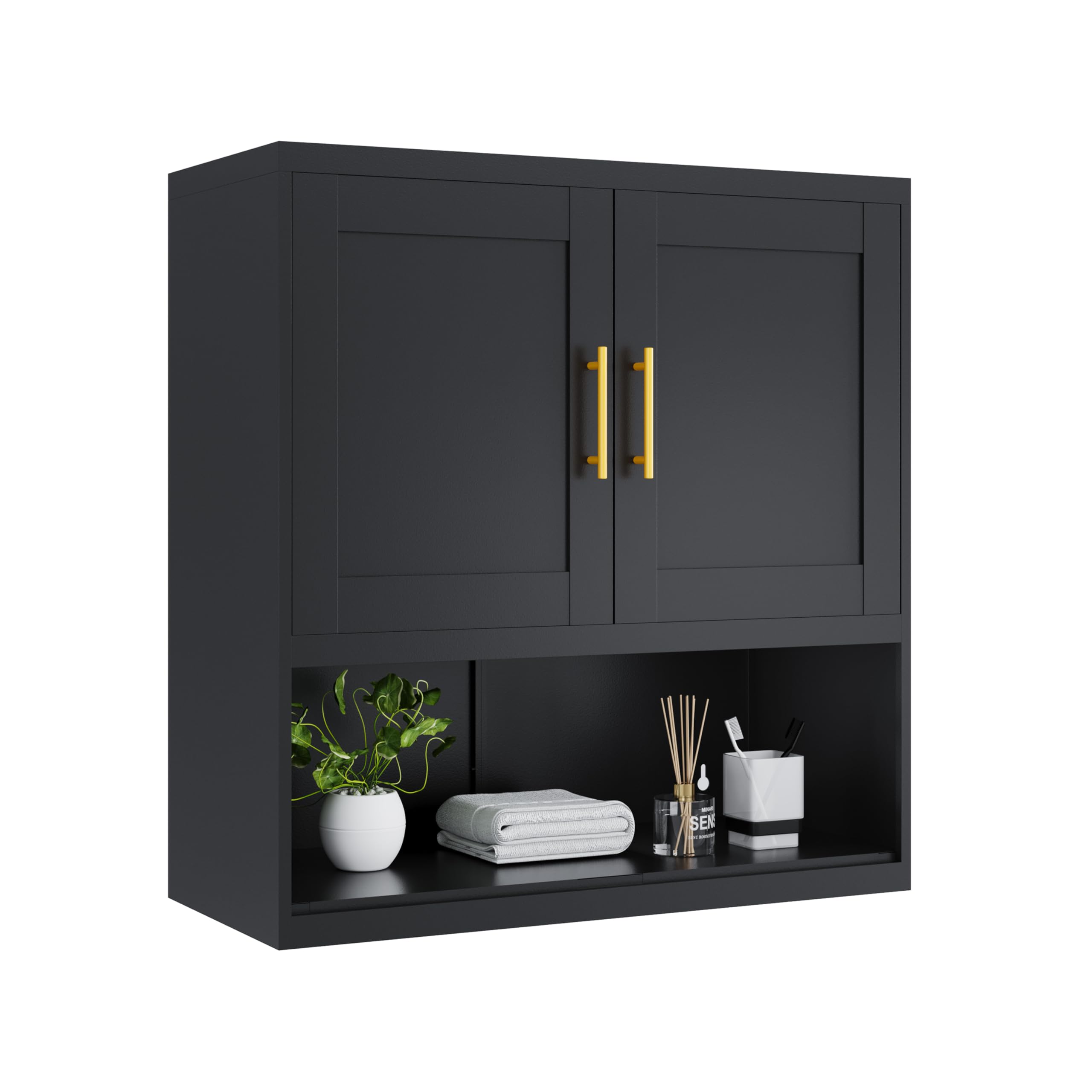 winiowa Metal Bathroom Wall Cabinet, Black Bathroom Cabinet Wall Mount with Adjustable Shelf, Over The Toilet Storage Cabinet Medicine Cabinets for Bathroom, Kitchen