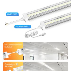 ONLYLUX 8 Pack 4FT Linkable LED Shop Light for Garage, Workshops, 6500K Cool Daylight 50W (300w Equivalent), Plug and Play, Hanging or Surface Mount, with Power Cord and On/Off Switch, ETL Certified