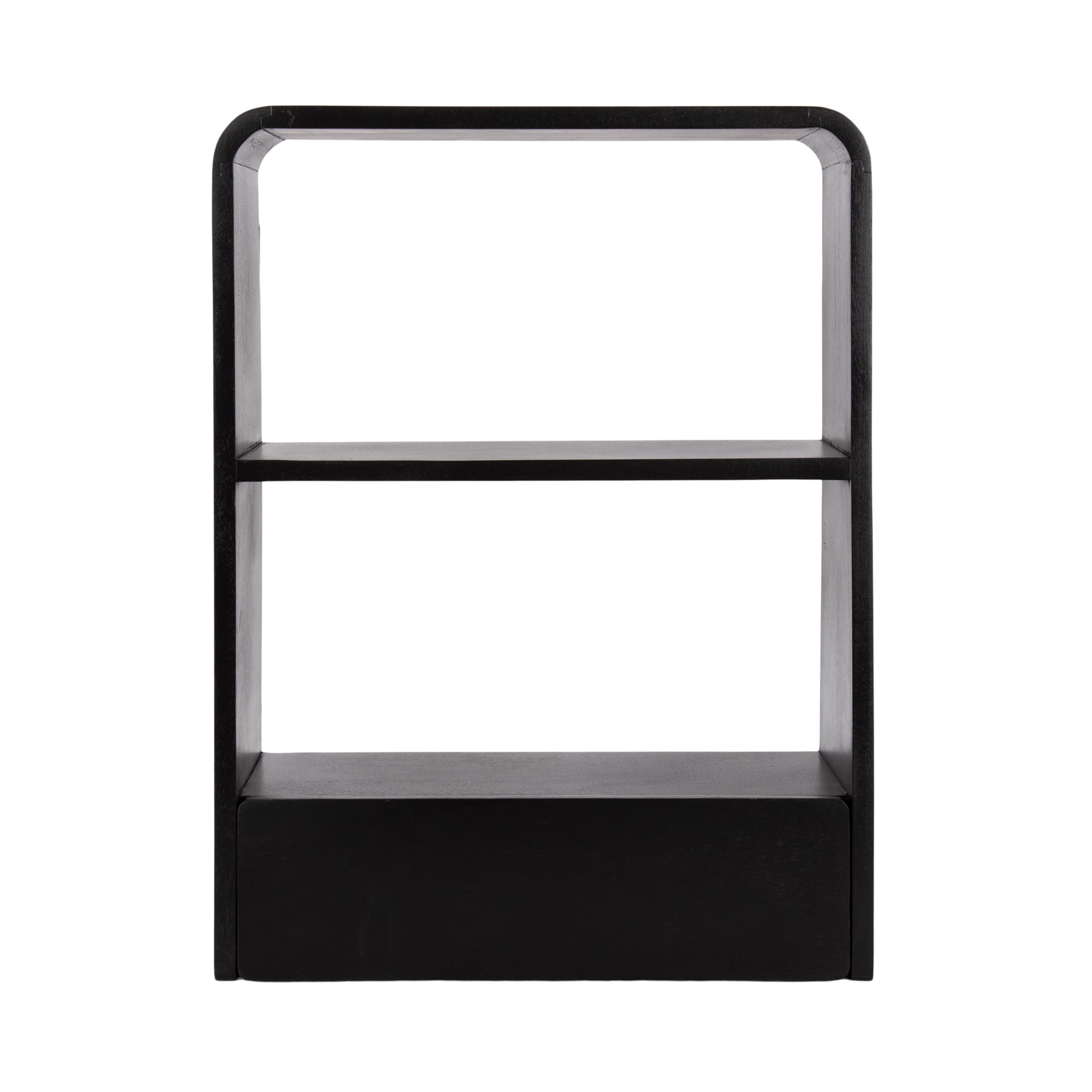 Kate and Laurel Kato Modern Wall Shelf with Drawer, 18 x 24, Black, Decorative Over The Toilet Shelf for Use as Bathroom Storage or Living Room Display Shelf