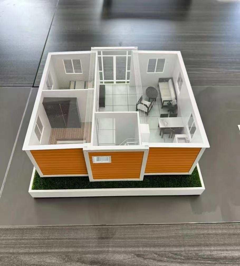 Prefab Expandable Portable House, 19x20 ft, Tiny House with 2 Bedroom Fully equiped Bathroom and Kitchen