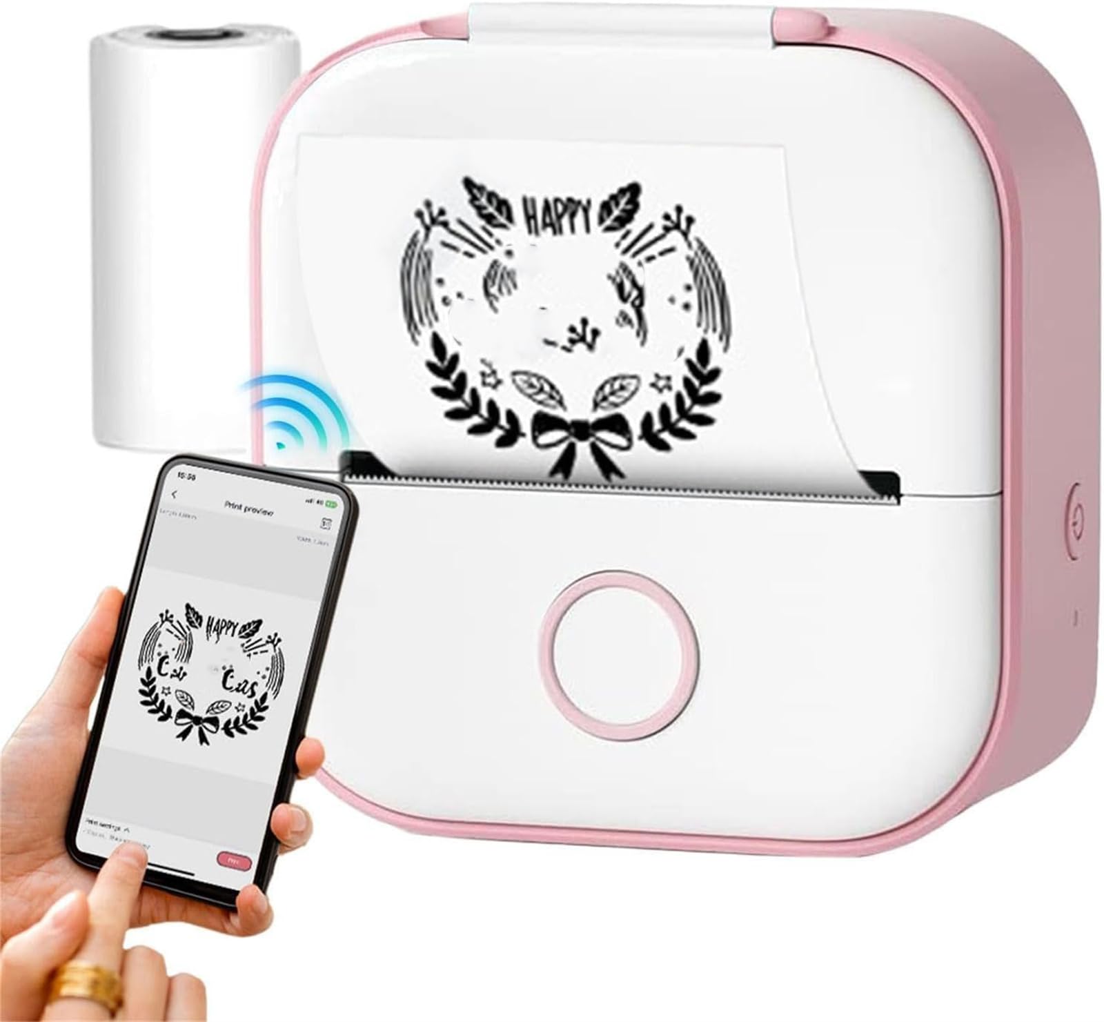 gemdwpw Snapprint Portable Printer, Printpod, Mini Photo Sticker Printer, Print Pod, Mini Sticker Portable Printer for School-White||4* Pod Roll