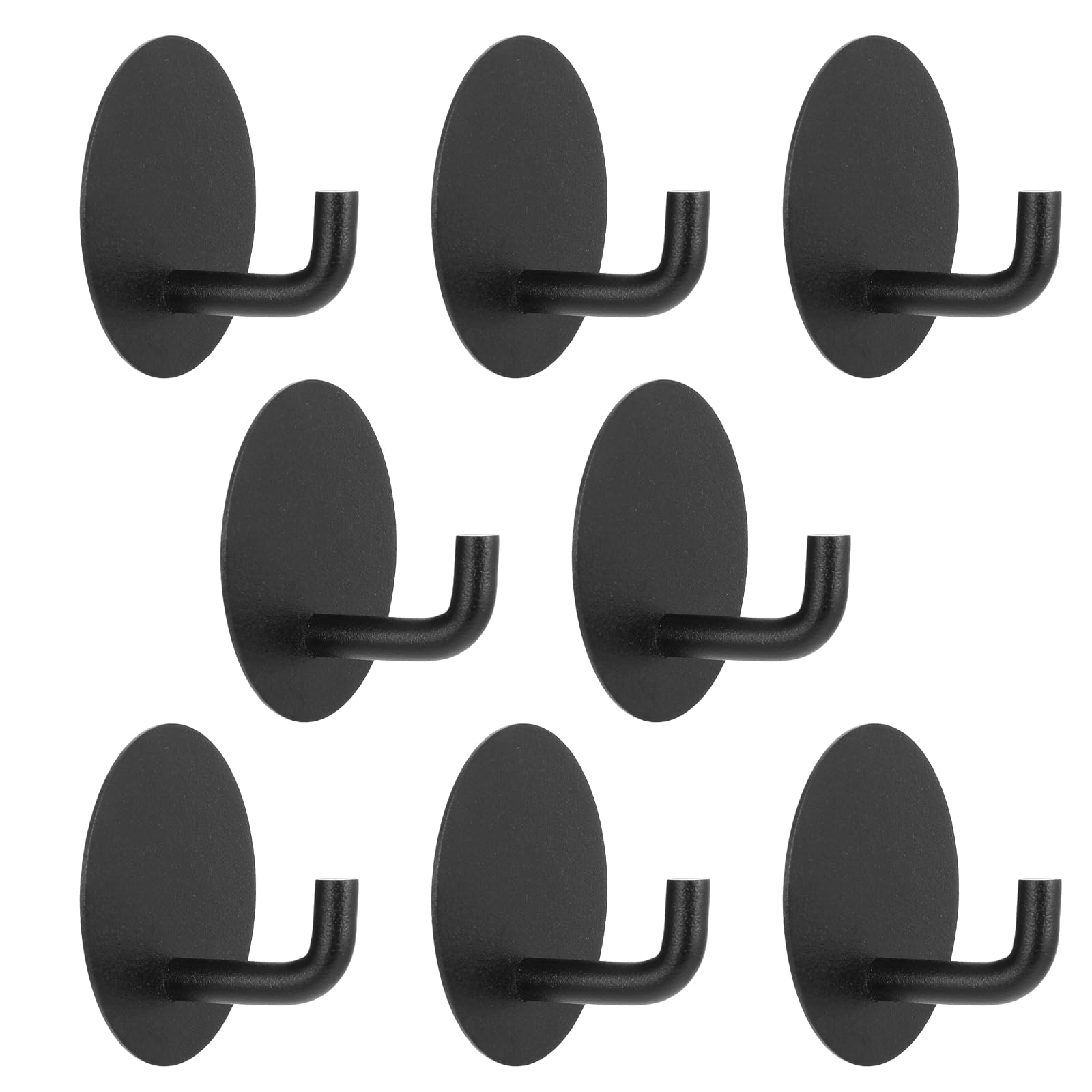 Tucnoeu 8pcs Black Adhesive Shower Hooks Waterproof Rustproof Removable Stainless Steel Shower Hooks for Towels,Hooks for Hanging,Heavy Duty Adhesive Hooks for Bathroom Kitchen Bedroom