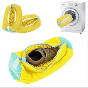 The shoe washing bag is specifically designed for washing machines and is suitable for cleaning and protecting sports shoes. It can be reused, including washing and drying functions (1 yellow piece)