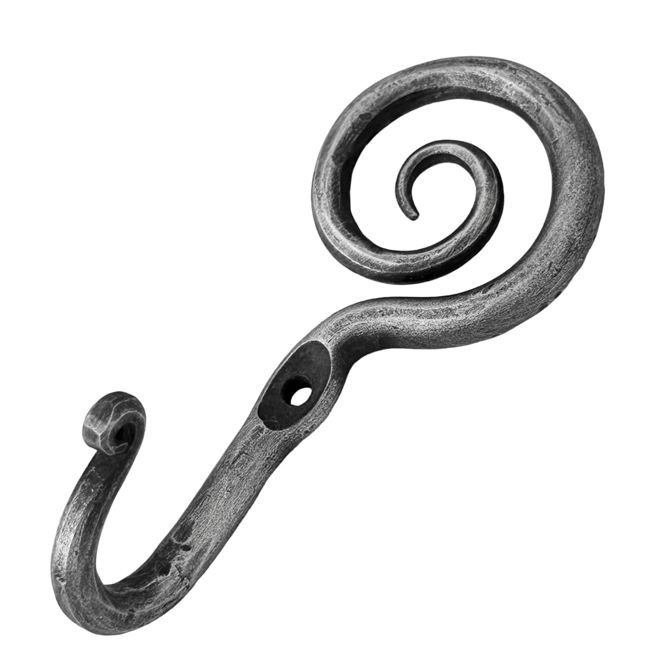 Living Ideas Hand Forged Scroll Wall Hooks Iron Handmade Wall Mounted Rustic Coat Hook for Plant, Mug & Hat Blacksmith Farmhouse Decor Coat Hook Rack Antique Finish Heavy Duty Kitchen Towel Hooks