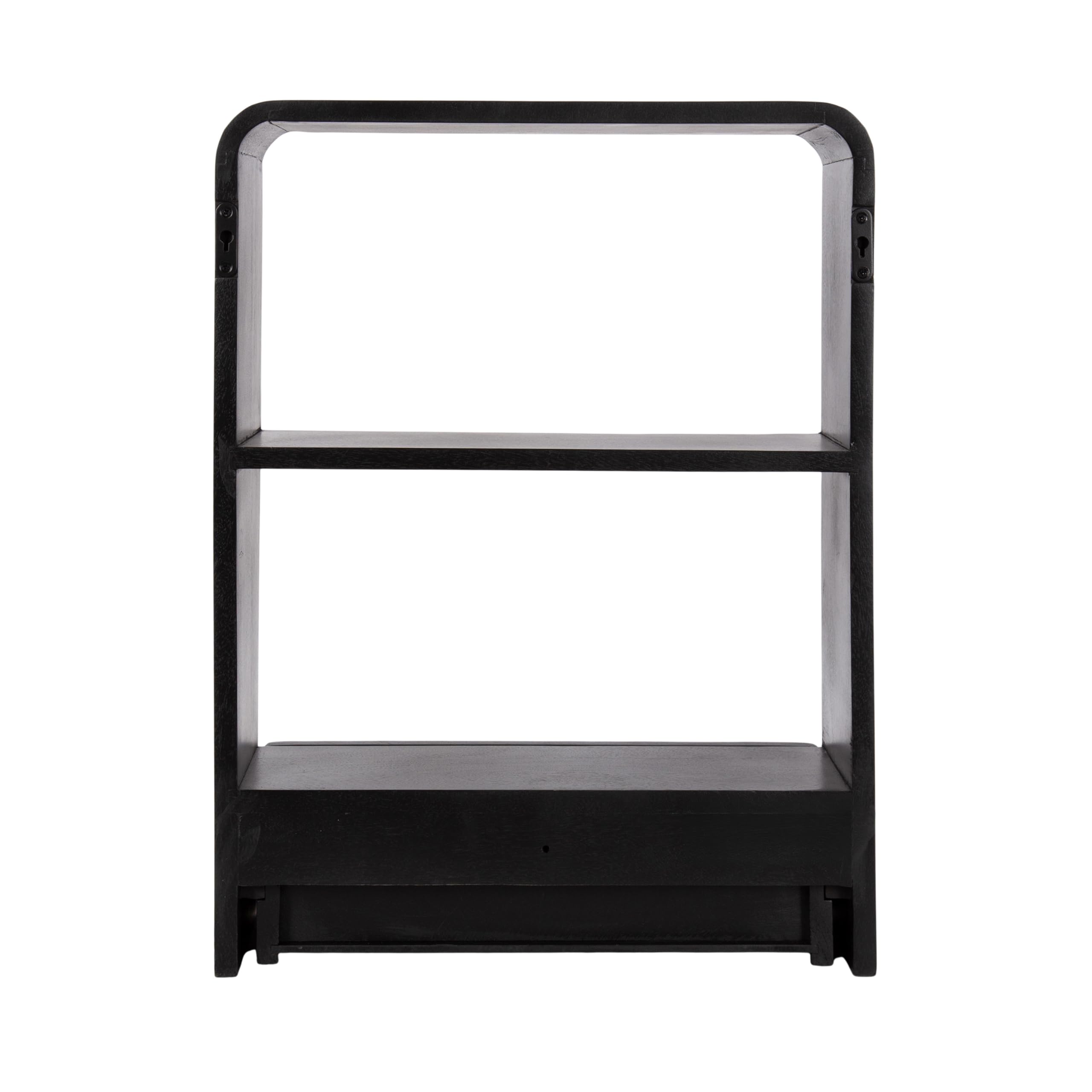 Kate and Laurel Kato Modern Wall Shelf with Drawer, 18 x 24, Black, Decorative Over The Toilet Shelf for Use as Bathroom Storage or Living Room Display Shelf