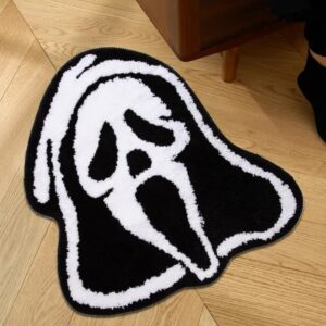 acrydecor creative halloween skull face shaped rug soft bedroom bedside rug non-slip playmats floor mat living room mats (23.2x21.7 inch)