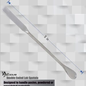 A2Z Multipurpose Lab Spoon Spatula Stainless Steel, Double Ended Sampling Spoon Long Handle Mixing Spatula for Medicine, Powders Gel Cap Filler- Laboratory Supplies for Experiments & Lab Use - 9 inch