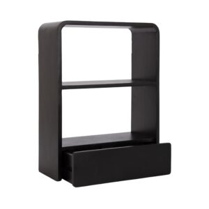 Kate and Laurel Kato Modern Wall Shelf with Drawer, 18 x 24, Black, Decorative Over The Toilet Shelf for Use as Bathroom Storage or Living Room Display Shelf