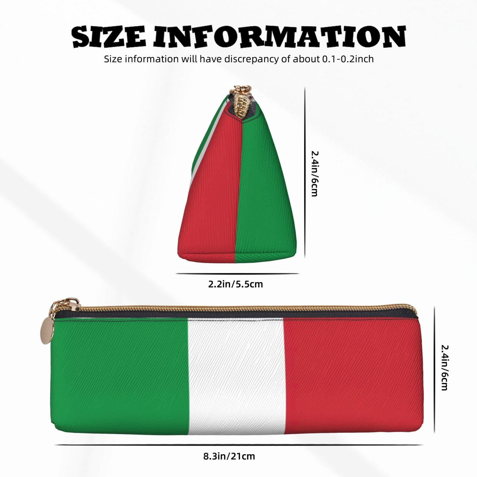 JIPOFD Italian Flag Creative Triangular Leather Pencil Case Is Light And Convenient With Large Storage Capacity