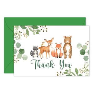 whaline 50 pack woodland thank you cards with envelopes stickers forest animal greeting cards blank note cards for baby shower birthday wedding, 4 x 6 inch