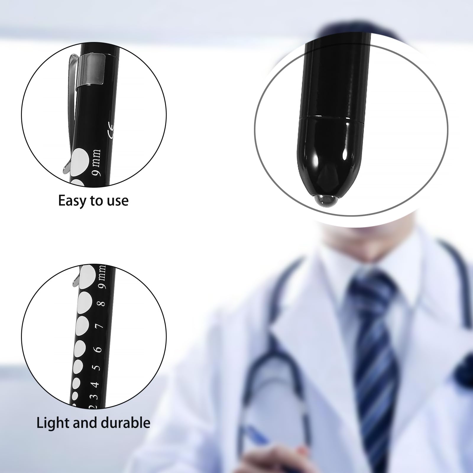 4pcs Pen Light LED Penlight Pen Light with Pupil Gauge LED Reusable Penlight Medical Penlight White Light for Doctors Nursing Student