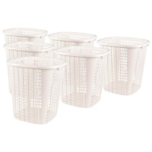 ucake 6 packs 50 liter plastic laundry basket hamper with handles, tall laundry hamper baskets, white