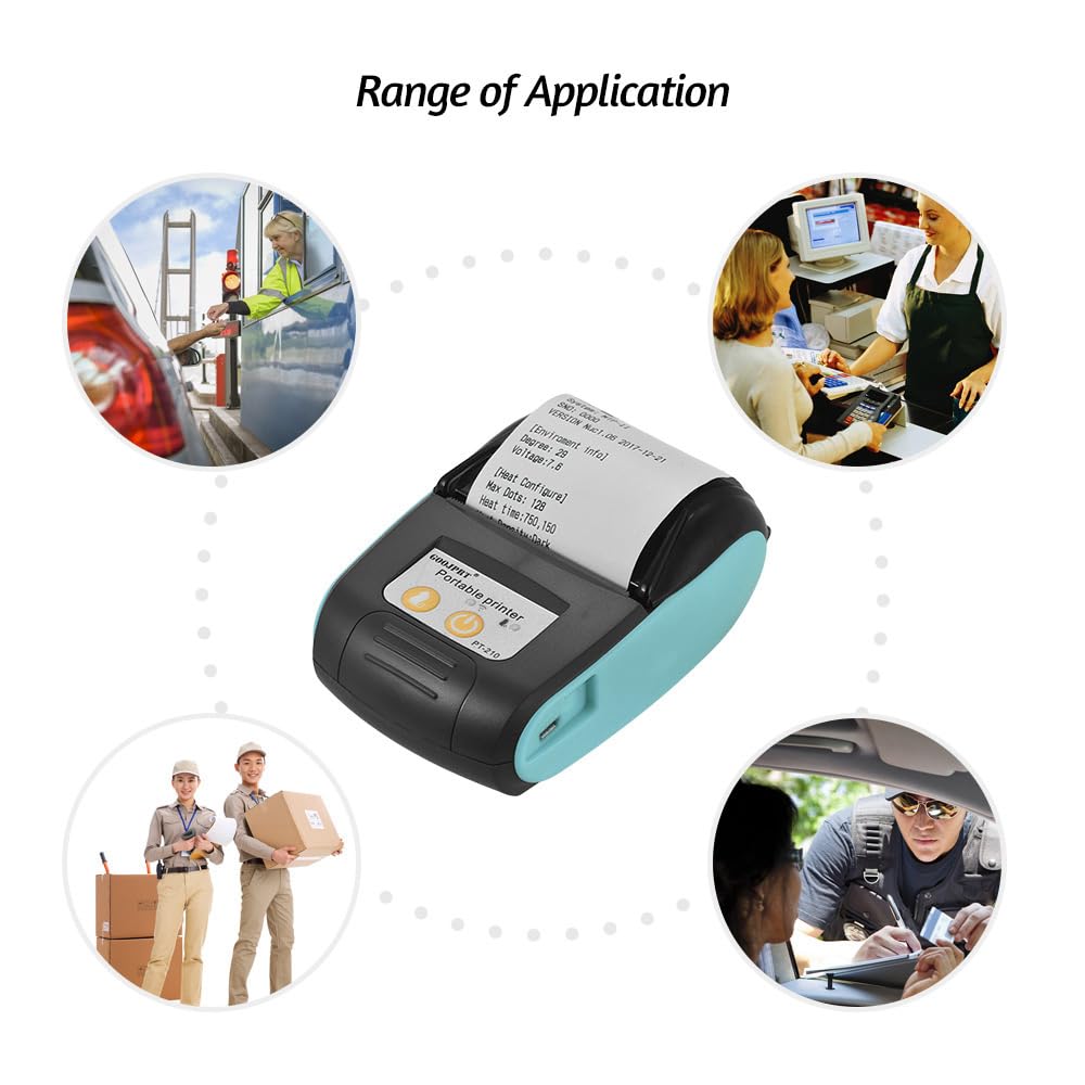 SHUAIGUO PT-210 Portable Thermal Printer Handheld 58mm Receipt Printer for Retail Stores Restaurants Factories Logistics, 10 Paper Rolls