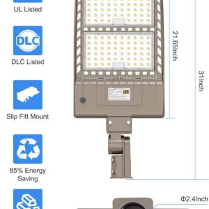 KUKUPPO 10 Pack 400W LED Parking Lot Light 60,000LM, DLC UL Listed Industrial Grade LED Shoebox Parking Pole Light 5000K IP65 Waterproof with Slip Fitter 110V 120V