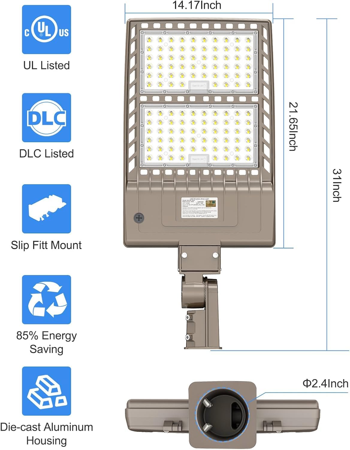 KUKUPPO 10 Pack 400W LED Parking Lot Light 60,000LM, DLC UL Listed Industrial Grade LED Shoebox Parking Pole Light 5000K IP65 Waterproof with Slip Fitter 110V 120V