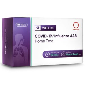 welllife covid-19/influenza a&b home test, get results for flu a/b and covid-19 in 10 minutes, at home self test with non-invasive nasal swab, fda eua authorized -[10 tests]