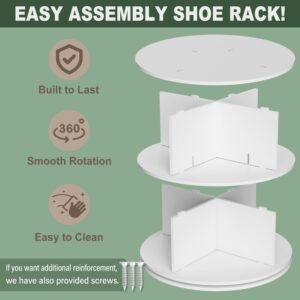 Rotating Shoe Rack Tower, 7-Tier Spinning Shoe Rack，360 Rotating Shelf Shoe Carousel Closet Organizer, Lazy Susan Shoe Cabinet for Entryway Hallway, Modernas Zapatero Giratorio, White